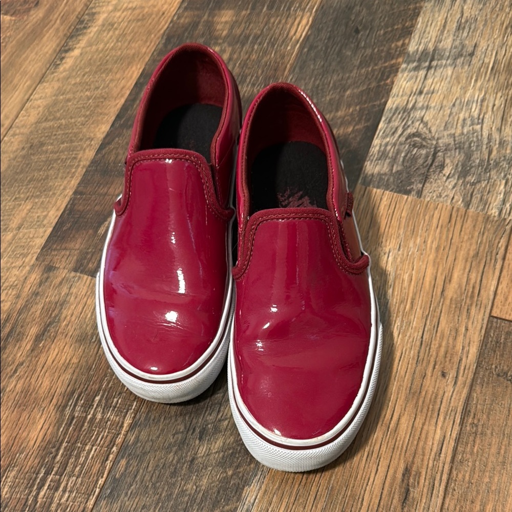 Vans Red Glossy Slip-On Sneakers